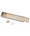 Color pencils, sharpener, eraser set in wooden box Color pencils, sharpener, eraser set in wooden box