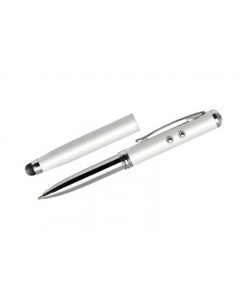 Ball pen QUATRO with touch stylus, flashlight and laser pointer white Ball pen QUATRO with touch stylus, flashlight and laser pointer white