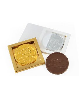 Chocolate medals in cardboard box